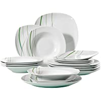 VEWEET Aviva Juegos de Vajillas 18 Piezas de Porcelana con 6 Platos- 6 Platos Hondos y 6 Platos de Postre para 6…